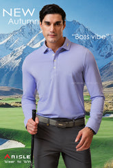 Áo Polo Golf Nam Dài Tay ARISLE Mini Stripe - Pastel Purple