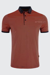Áo Polo Golf Nam ARISLE Coral Navy Mini Stripe