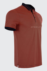 Áo Polo Golf Nam ARISLE Coral Navy Mini Stripe