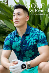 Áo Polo Golf Nam ARISLE Golf & Resort Blue Palm