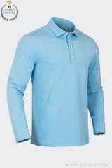 Áo Polo Golf Nam Dài Tay ARISLE Mini Stripe - Blue