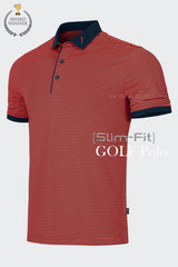 Áo Polo Golf Nam ARISLE Orange/Navy Stripe