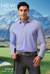 Áo Polo Golf Nam Dài Tay ARISLE Mini Stripe - Pastel Purple
