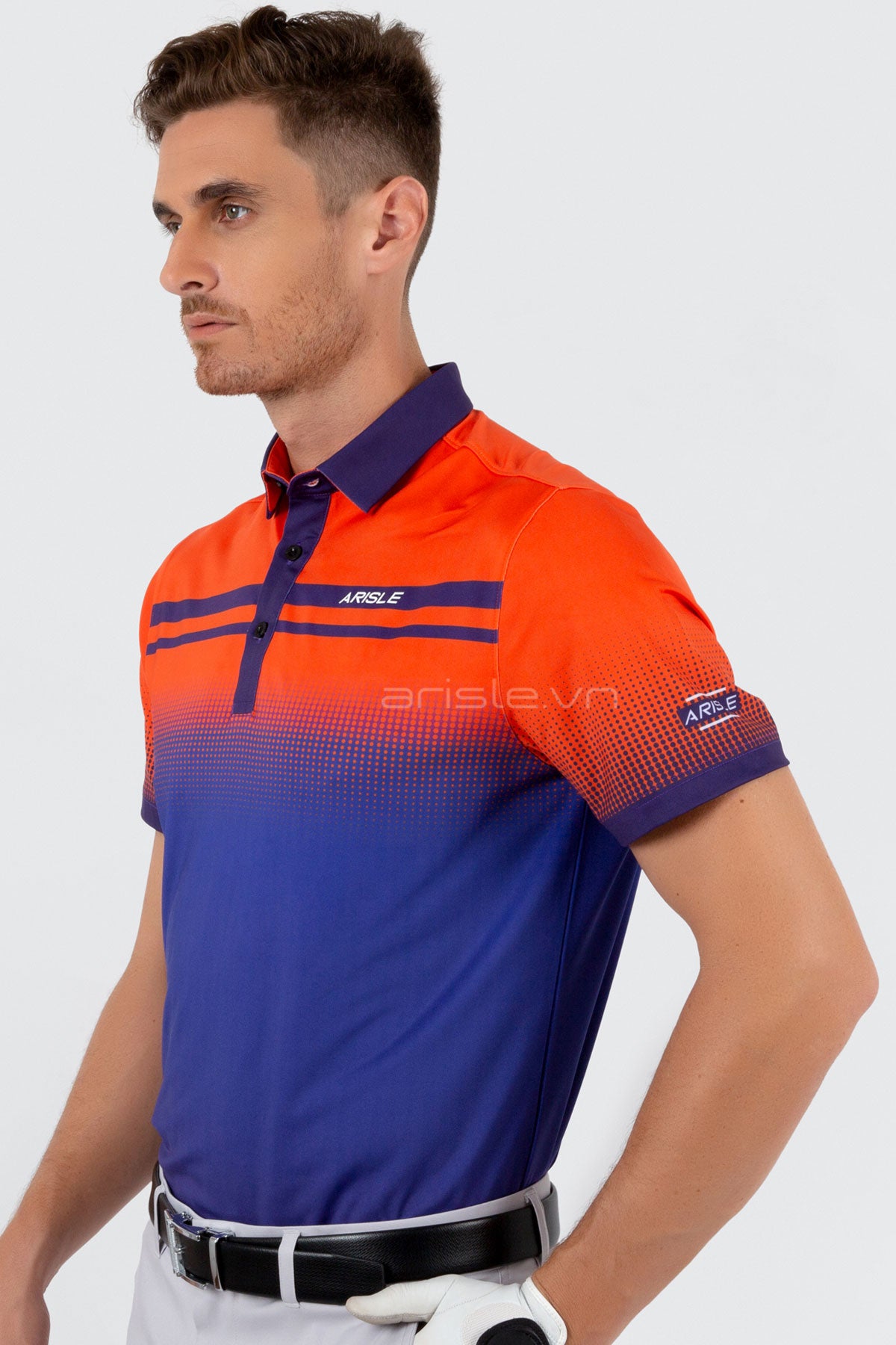 Áo Polo Golf Nam ARISLE Pro-Golfer Ombre Orange Navy