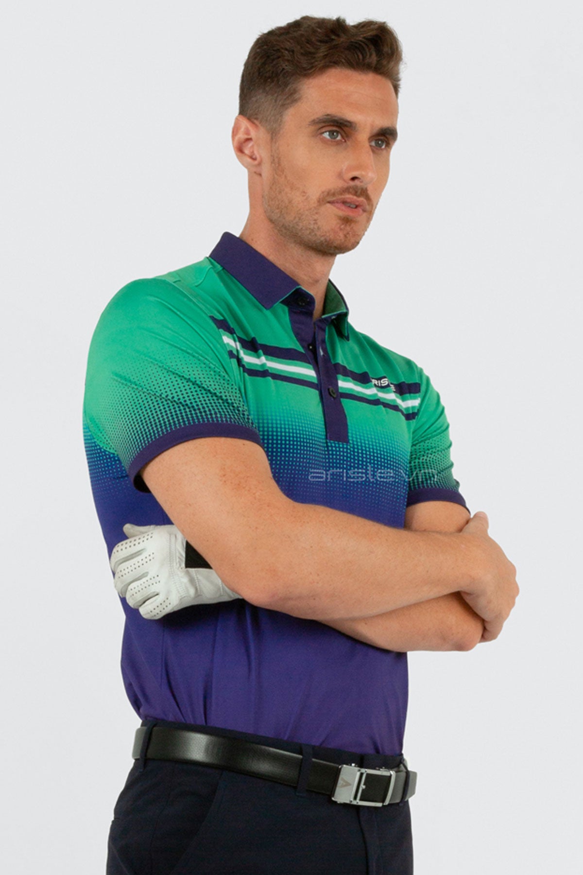 Áo Polo Golf Nam ARISLE Pro-Golfer Ombre Aqua Navy