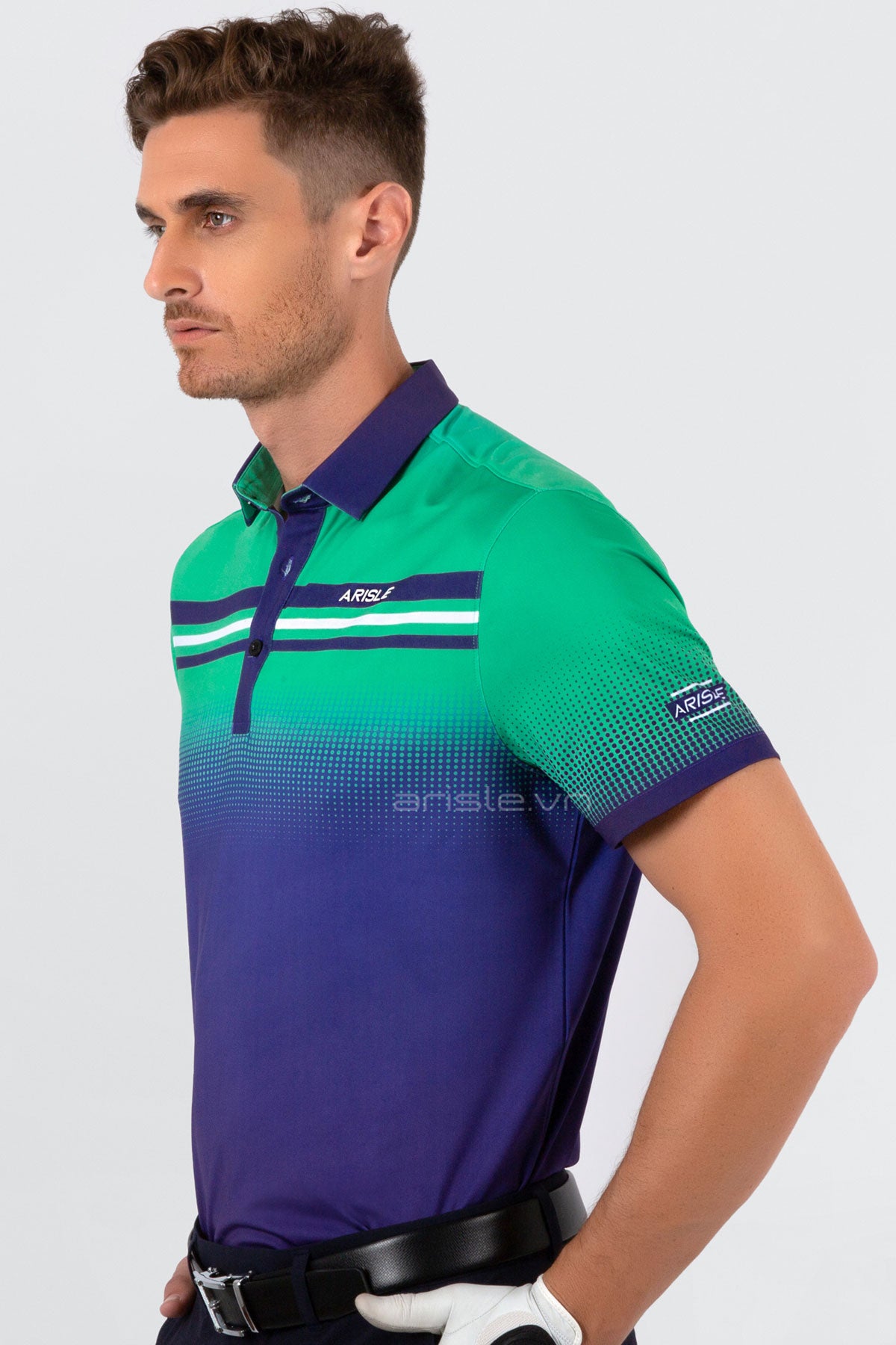 Áo Polo Golf Nam ARISLE Pro-Golfer Ombre Aqua Navy