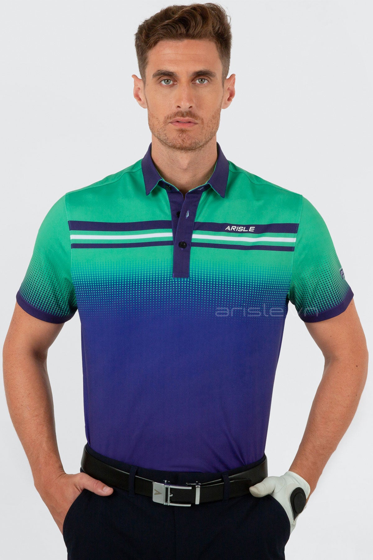 Áo Polo Golf Nam ARISLE Pro-Golfer Ombre Aqua Navy