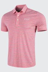 Áo Polo Golf Nam ARISLE Pixel Stripe Coral Red