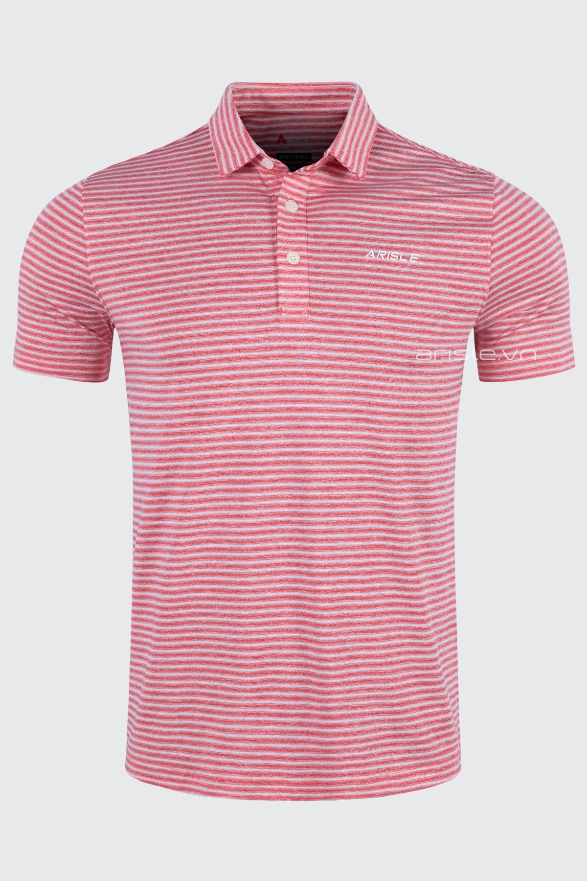 Áo Polo Golf Nam ARISLE Pixel Stripe Coral Red