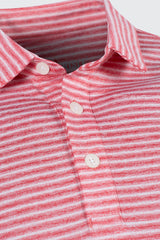 Áo Polo Golf Nam ARISLE Pixel Stripe Coral Red