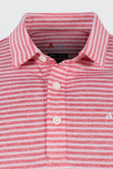 Áo Polo Golf Nam ARISLE Pixel Stripe Coral Red