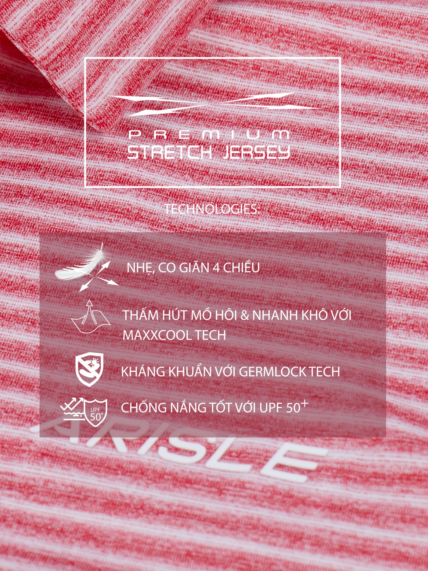 Áo Polo Golf Nam ARISLE Pixel Stripe Coral Red