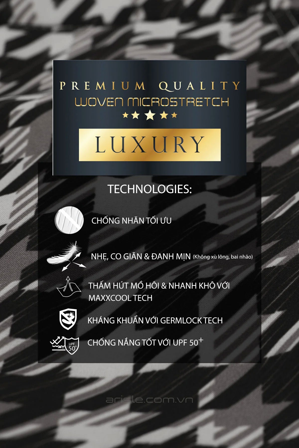 Quần Golf Nam ARISLE DESIGNER SERIES Black And Grey