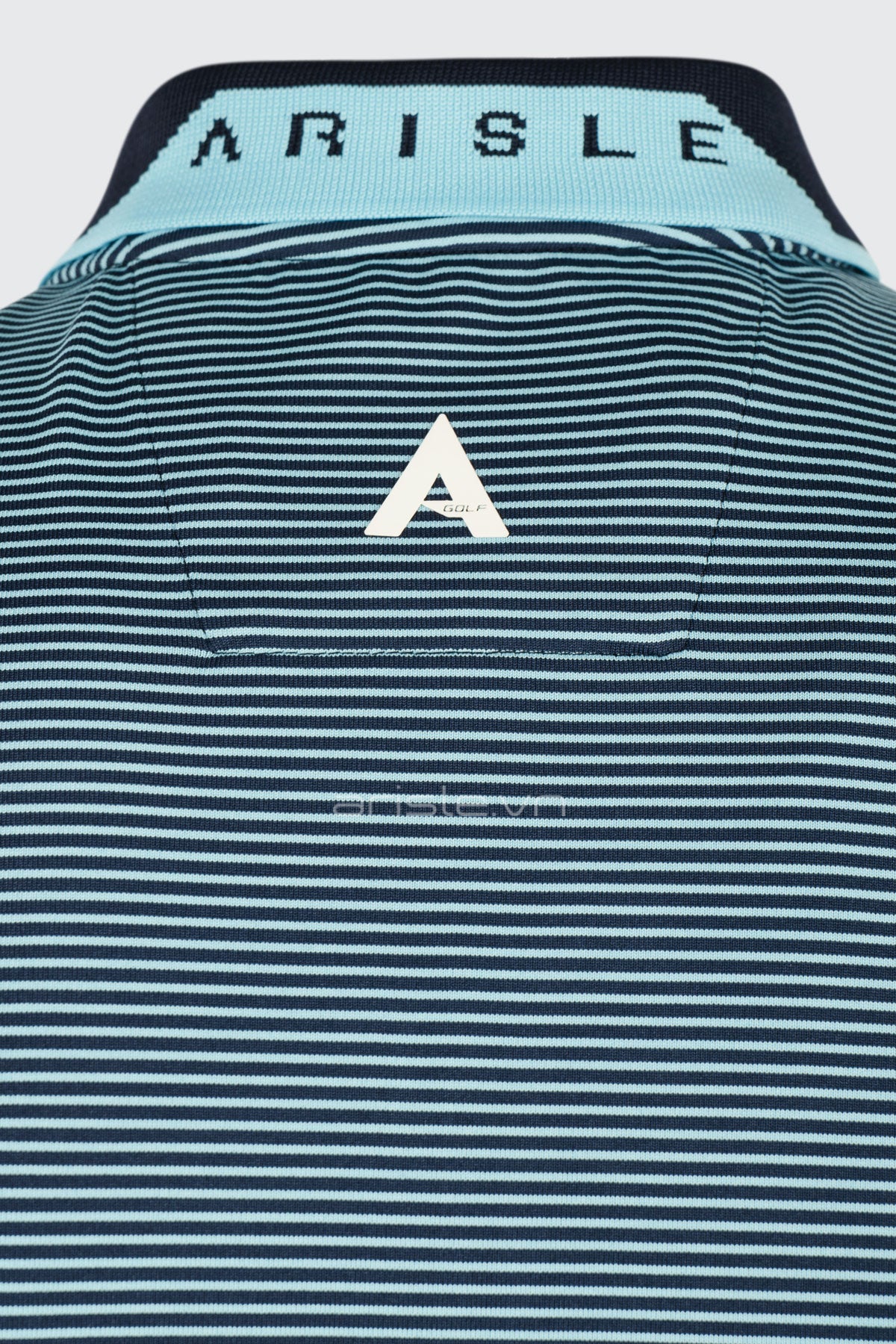 Áo Polo Golf Nam ARISLE Gold Zip Navy Stripe