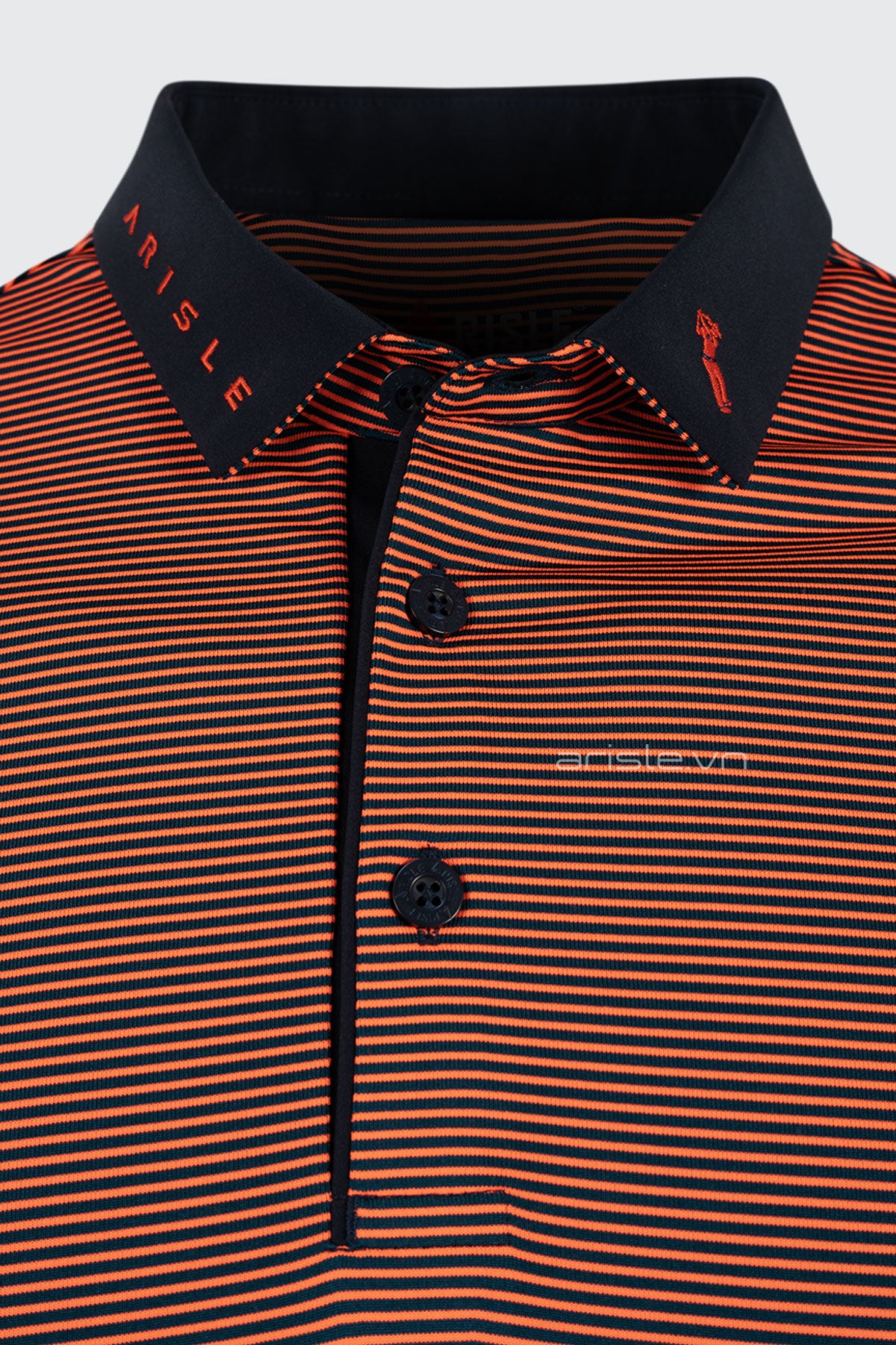 Áo Polo Golf ARISLE Coral Navy Mini Stripe