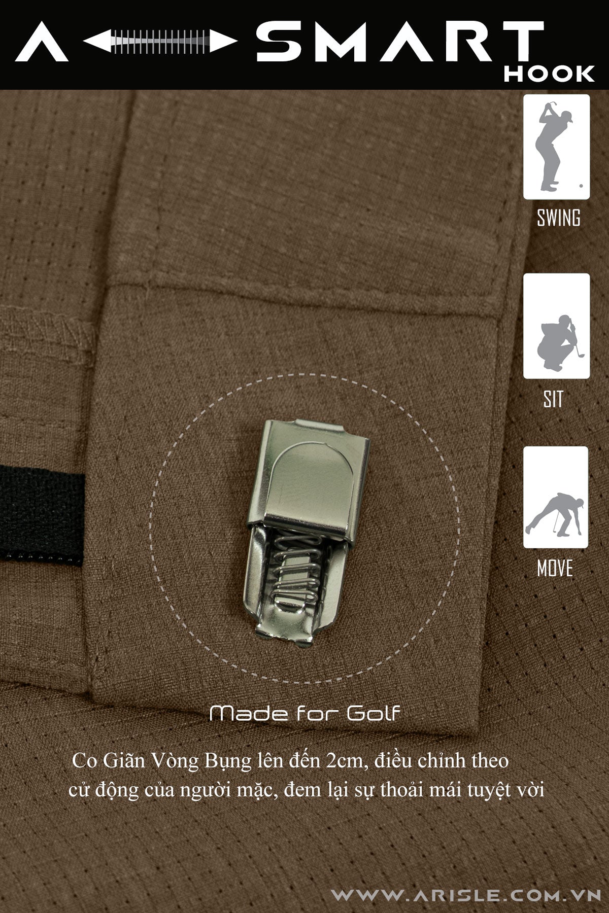 [New in] - Quần Golf Short ARISLE Airvent Amber Wood