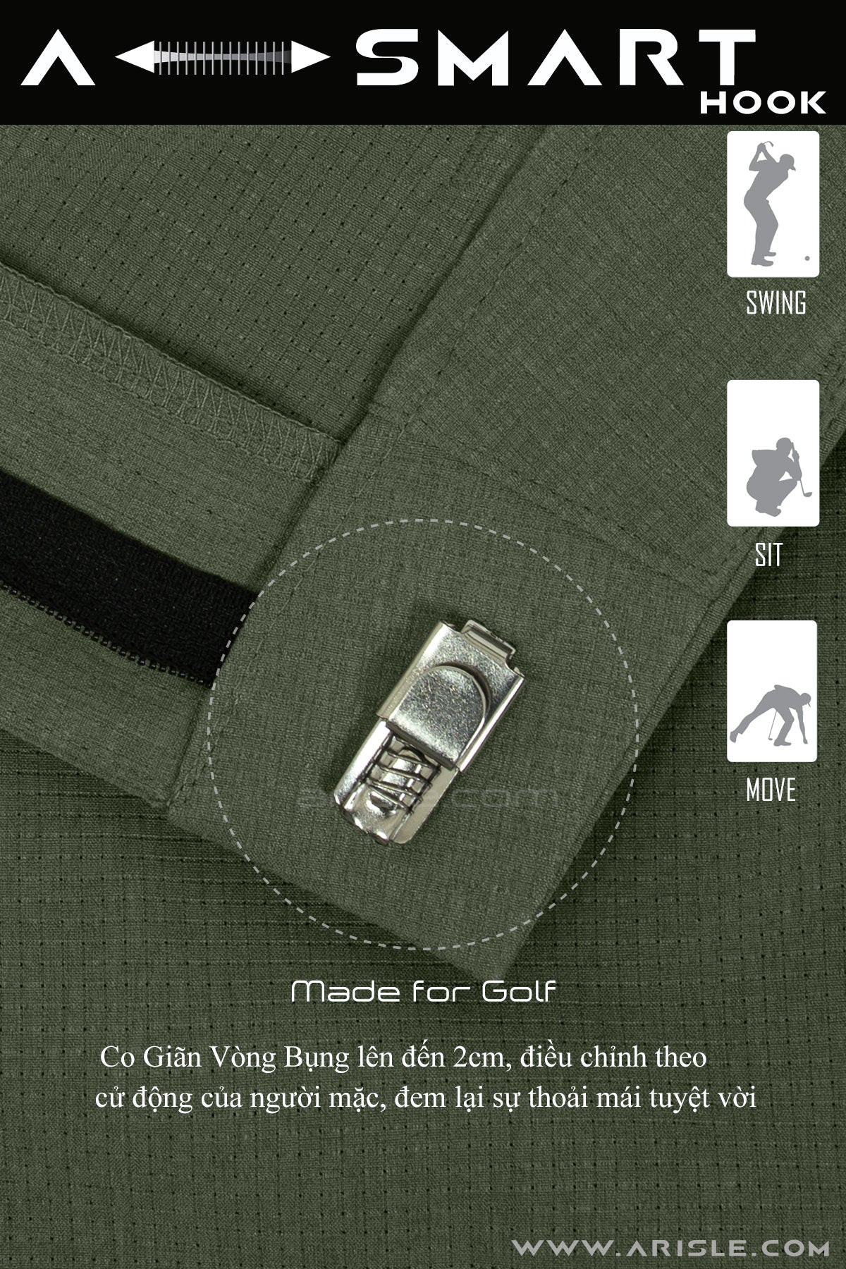 [New in] - Quần Golf Short ARISLE Airvent Tea Green