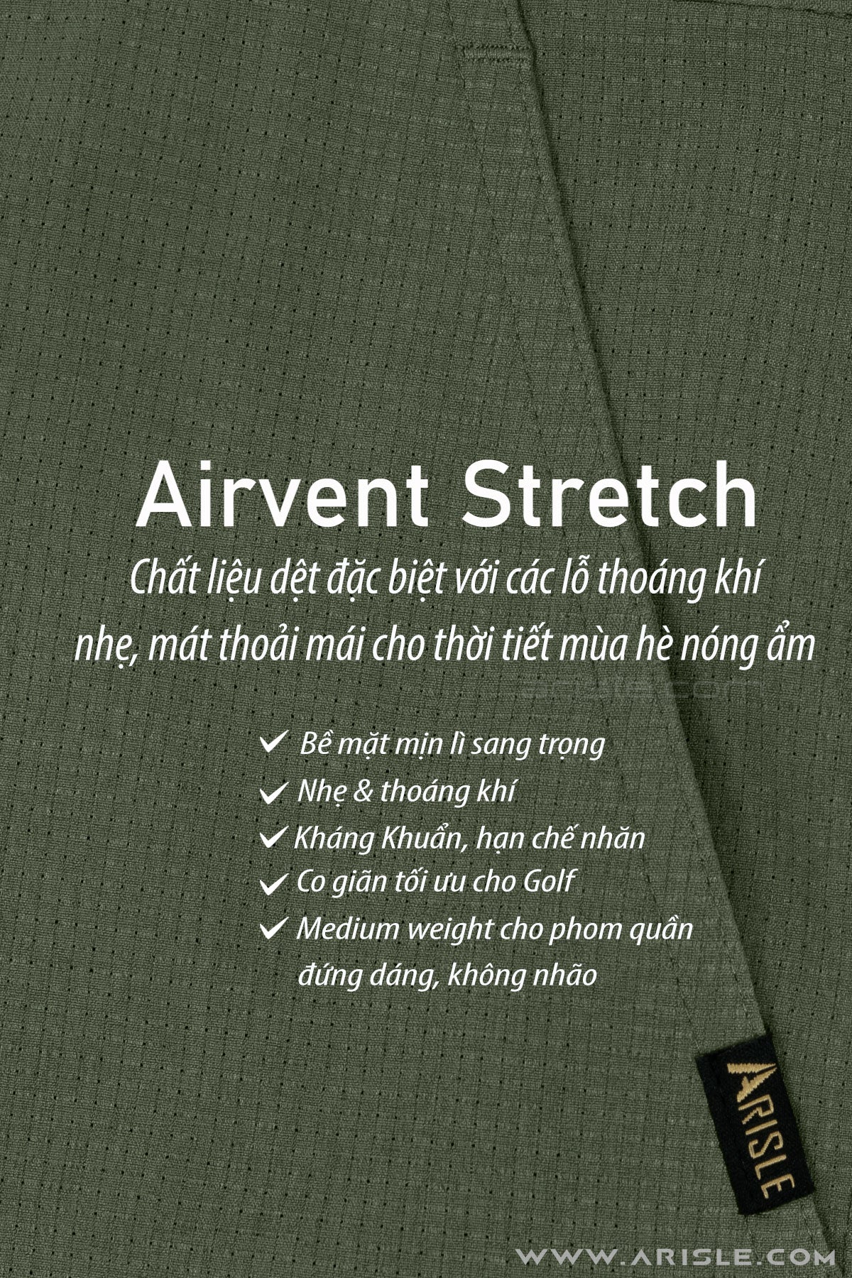 [New in] - Quần Golf Short ARISLE Airvent Tea Green