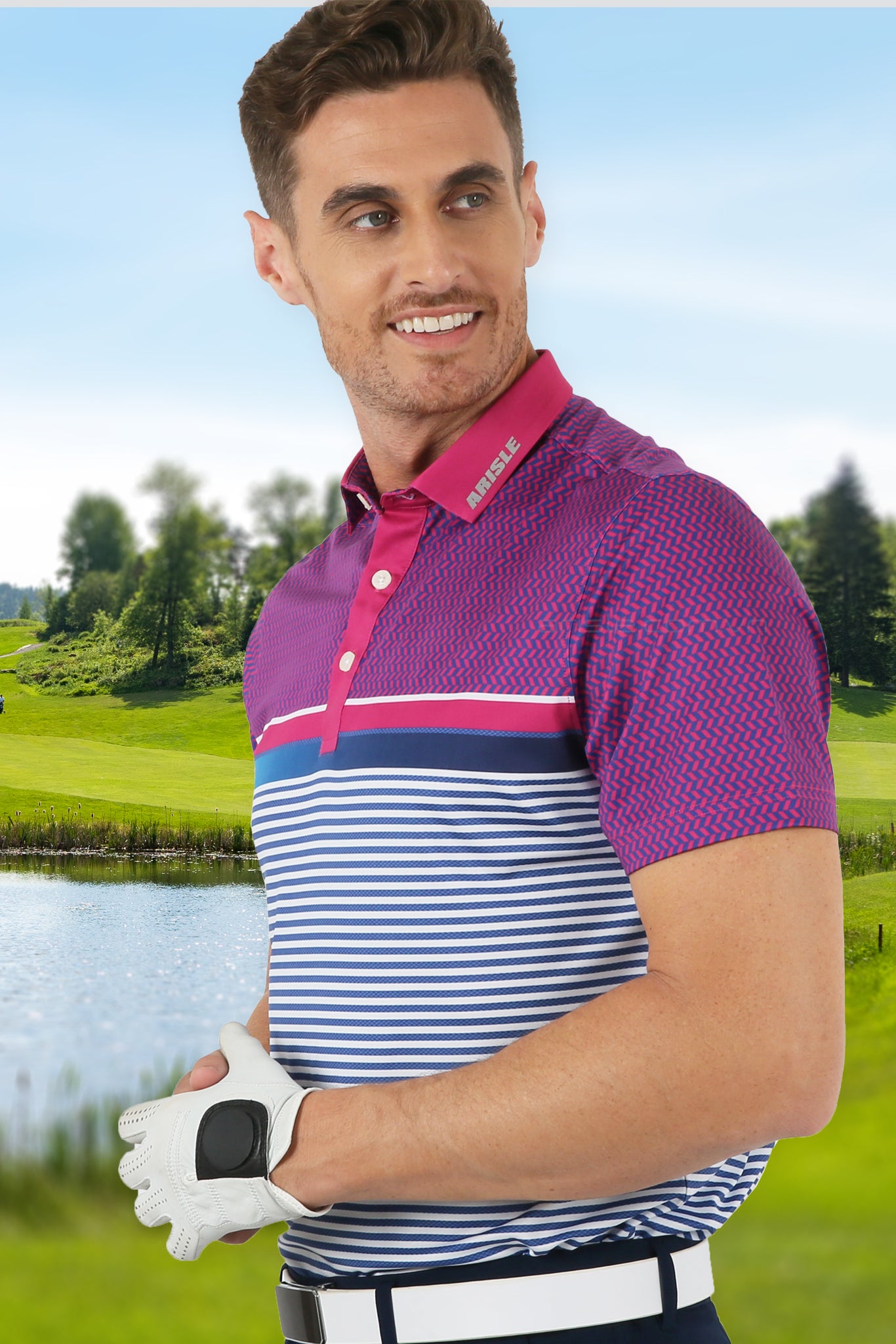 Áo Polo Golf ARISLE Pro-Golfer Royal Magenta