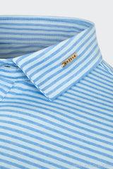 Áo Polo Golf Nam Dài Tay ARISLE Blue Aqua Stripe