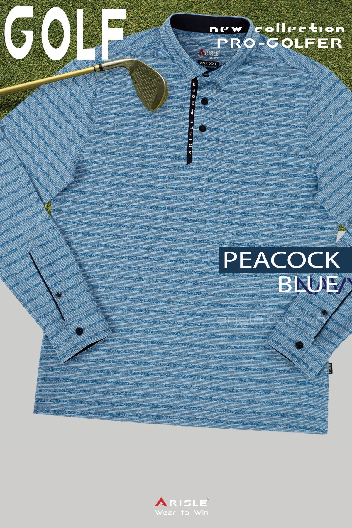 Áo Polo Golf Tay Dài ARISLE Classy LS Peacock Blue