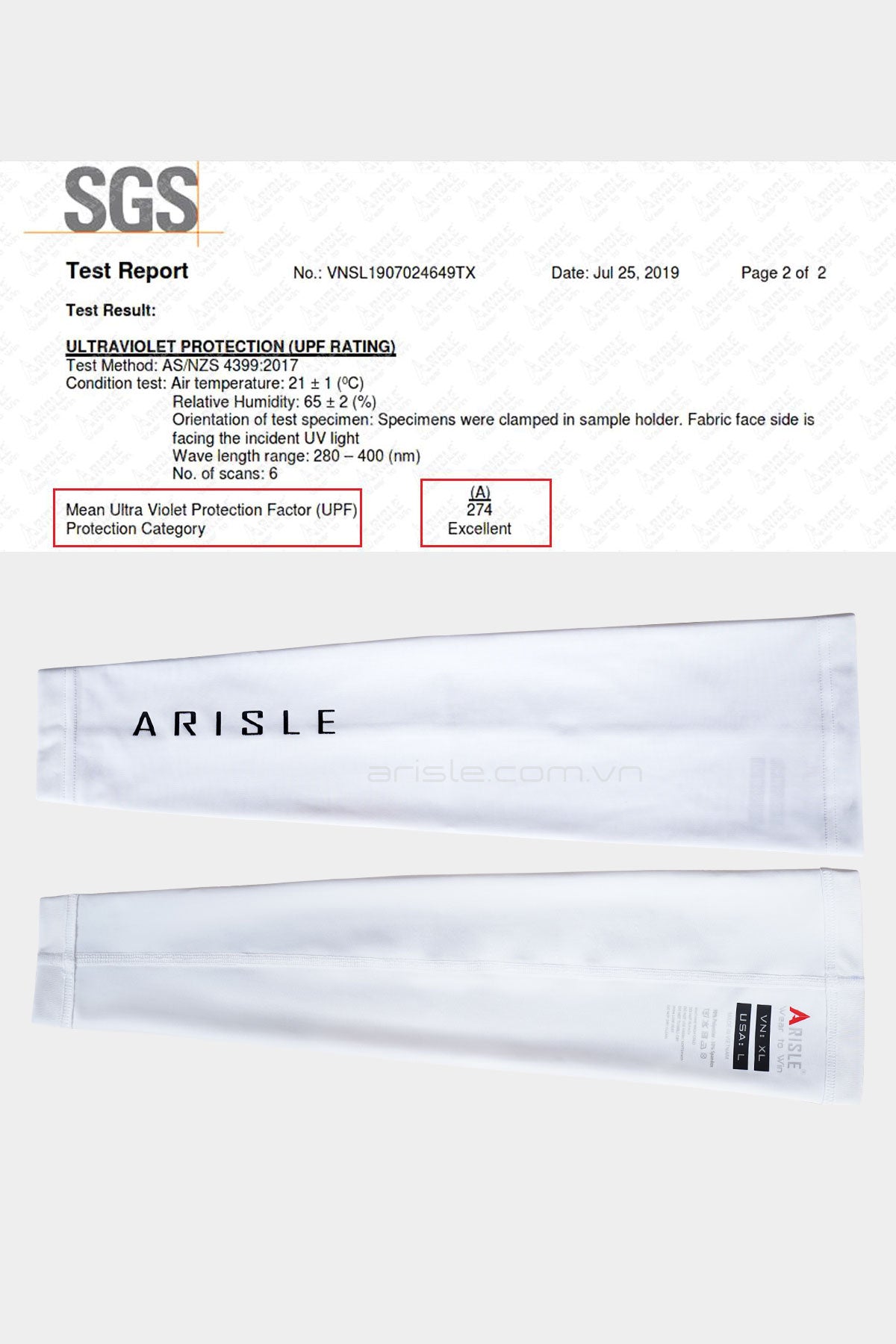 Ống tay golf ARISLE Solarshield White