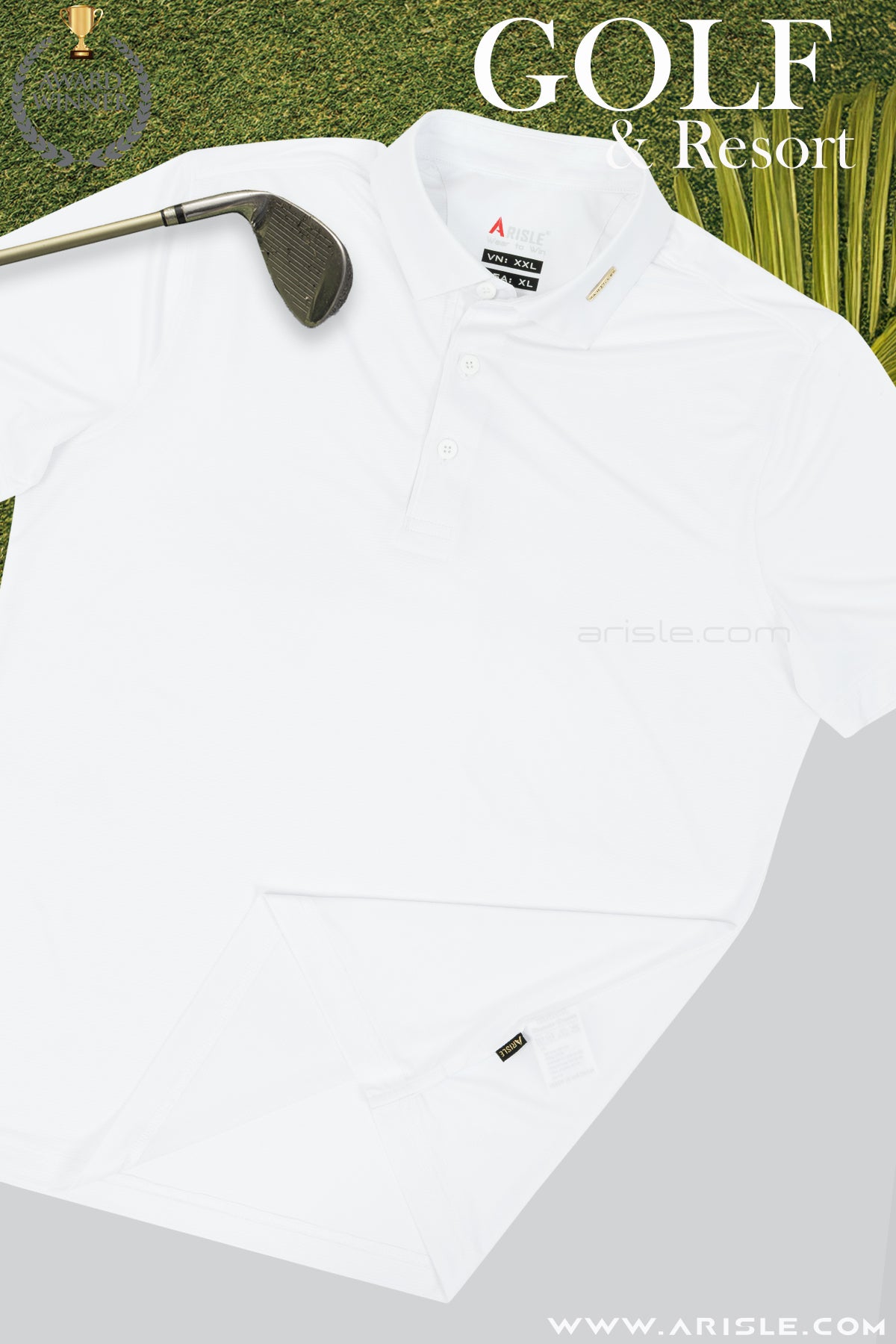 Áo Polo Golf Nam ARISLE Golf & Resort White Mini Stripe