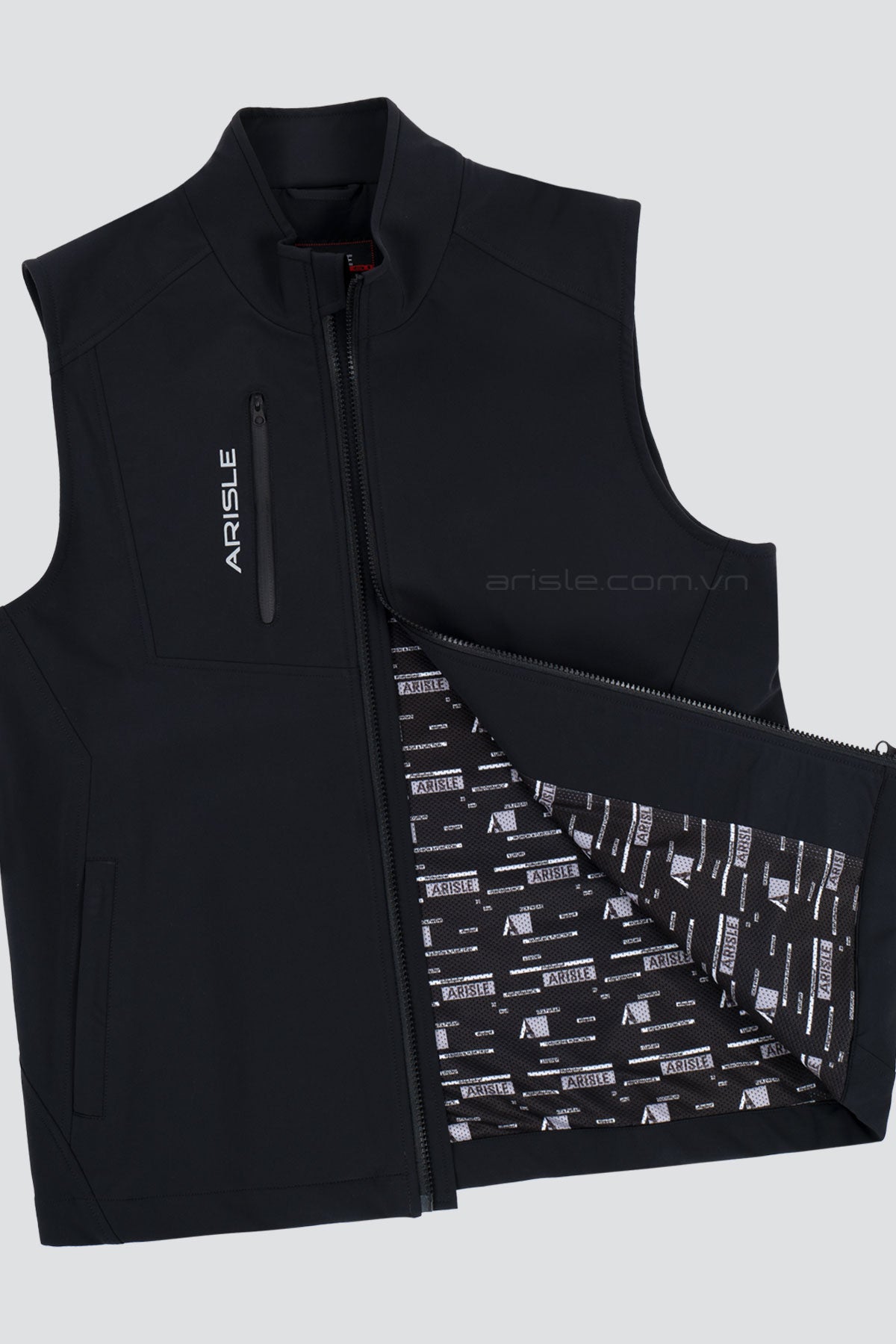 Áo Gilet Golf ARISLE Futuristic Sharkskin Titan Black