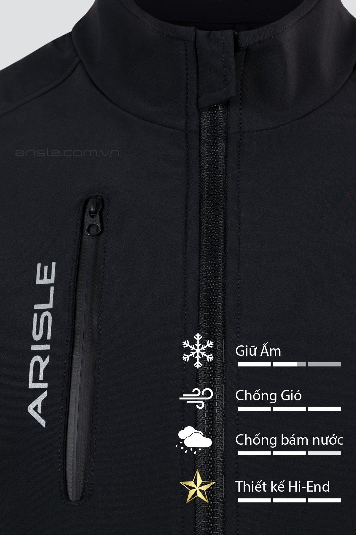 Áo Gilet Golf ARISLE Futuristic Sharkskin Titan Black