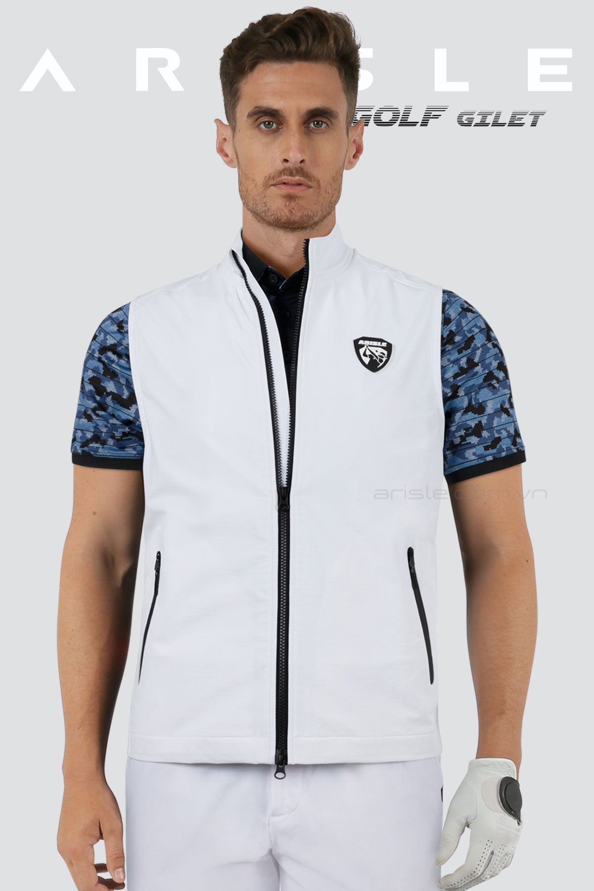 Áo Gilet Golf Chống Gió ARISLE Windtretch Classy White