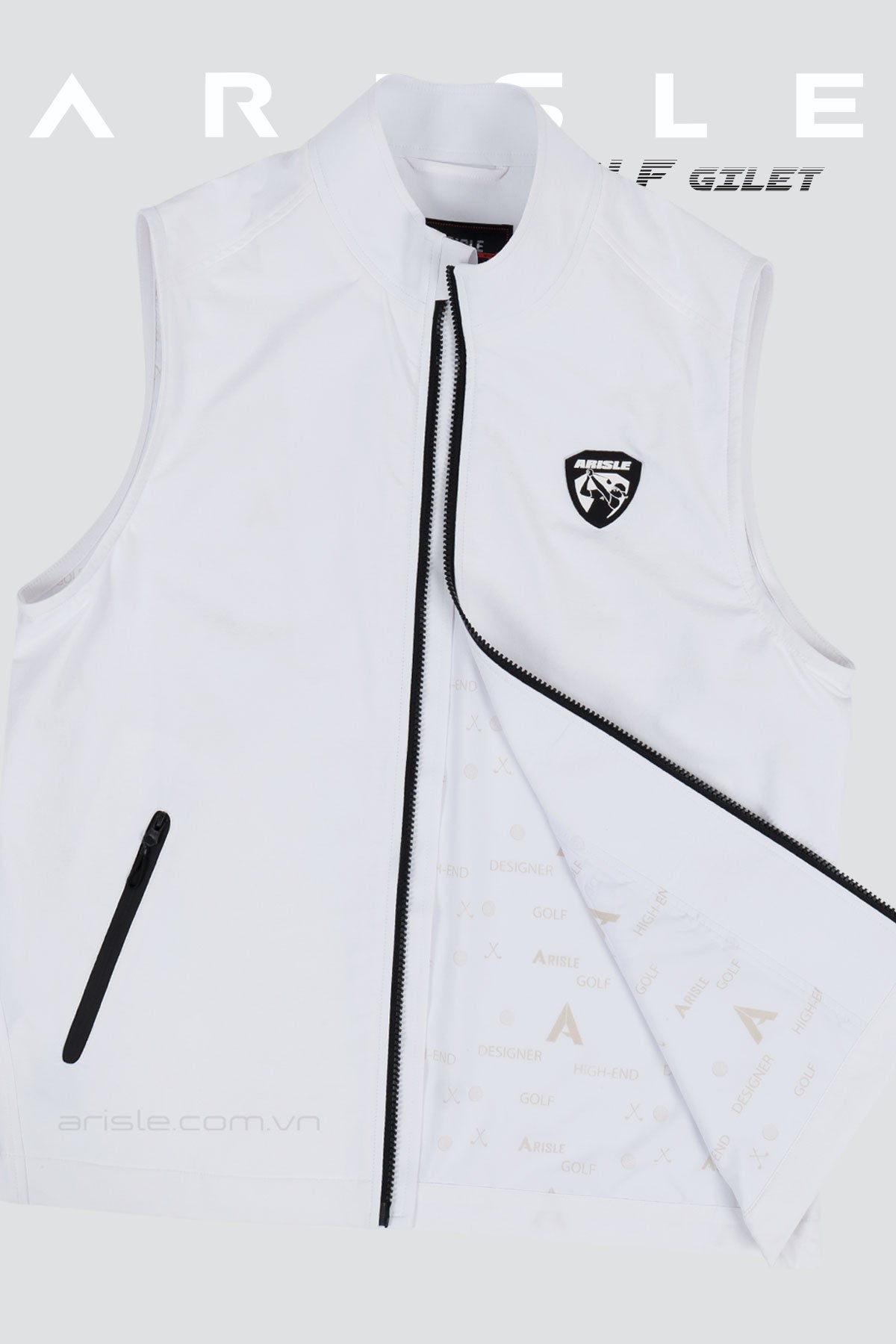 Áo Gilet Golf Chống Gió ARISLE Windtretch Classy White