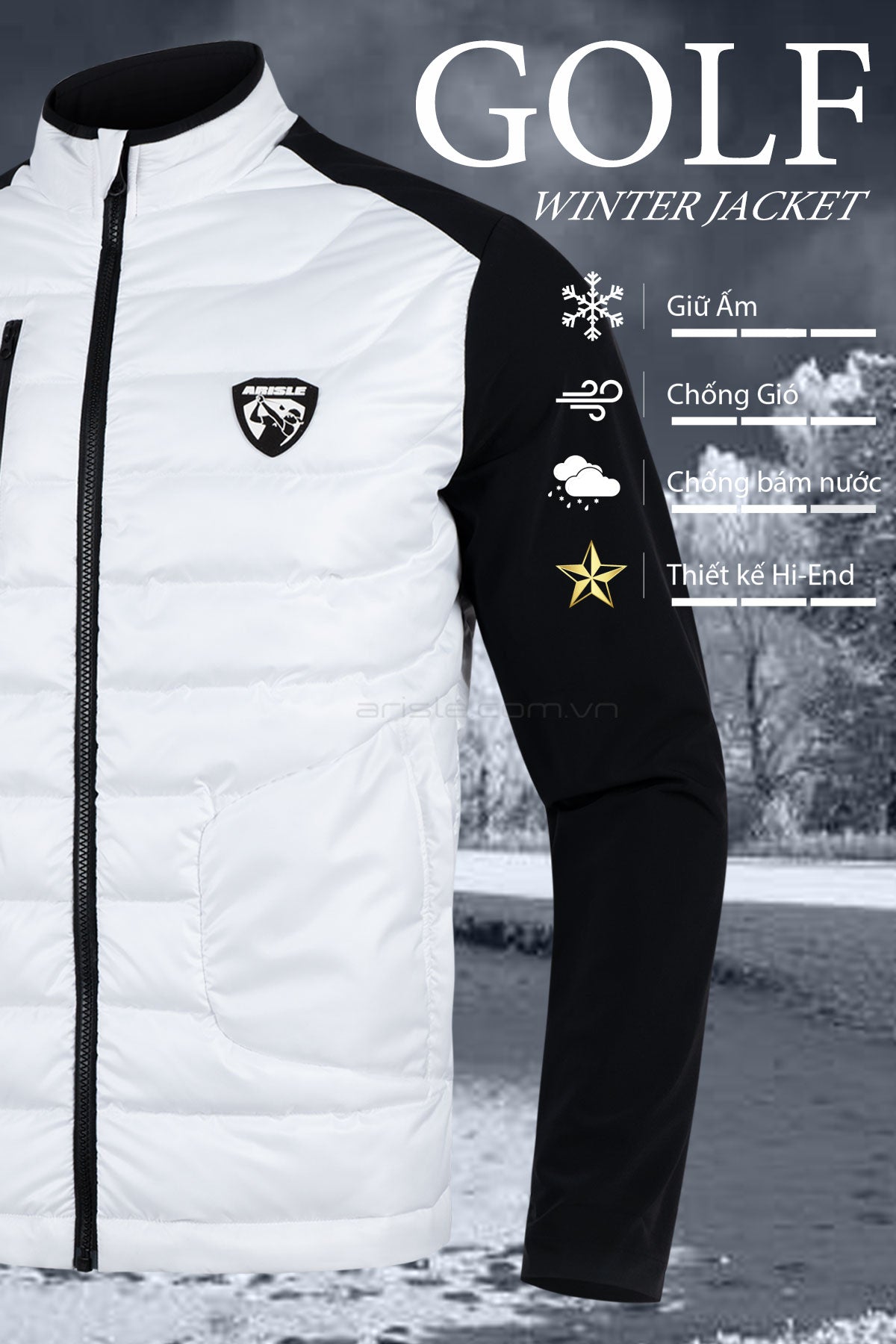 Áo Phao Golf ARISLE Hybrid Jacket Diamond White