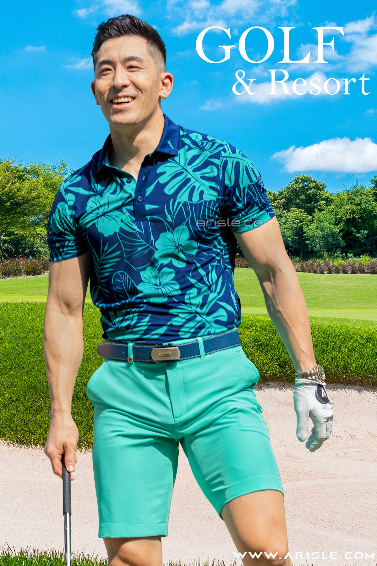 [New in] - Quần Golf Short ARISLE Diamond Chip Bright Emerald