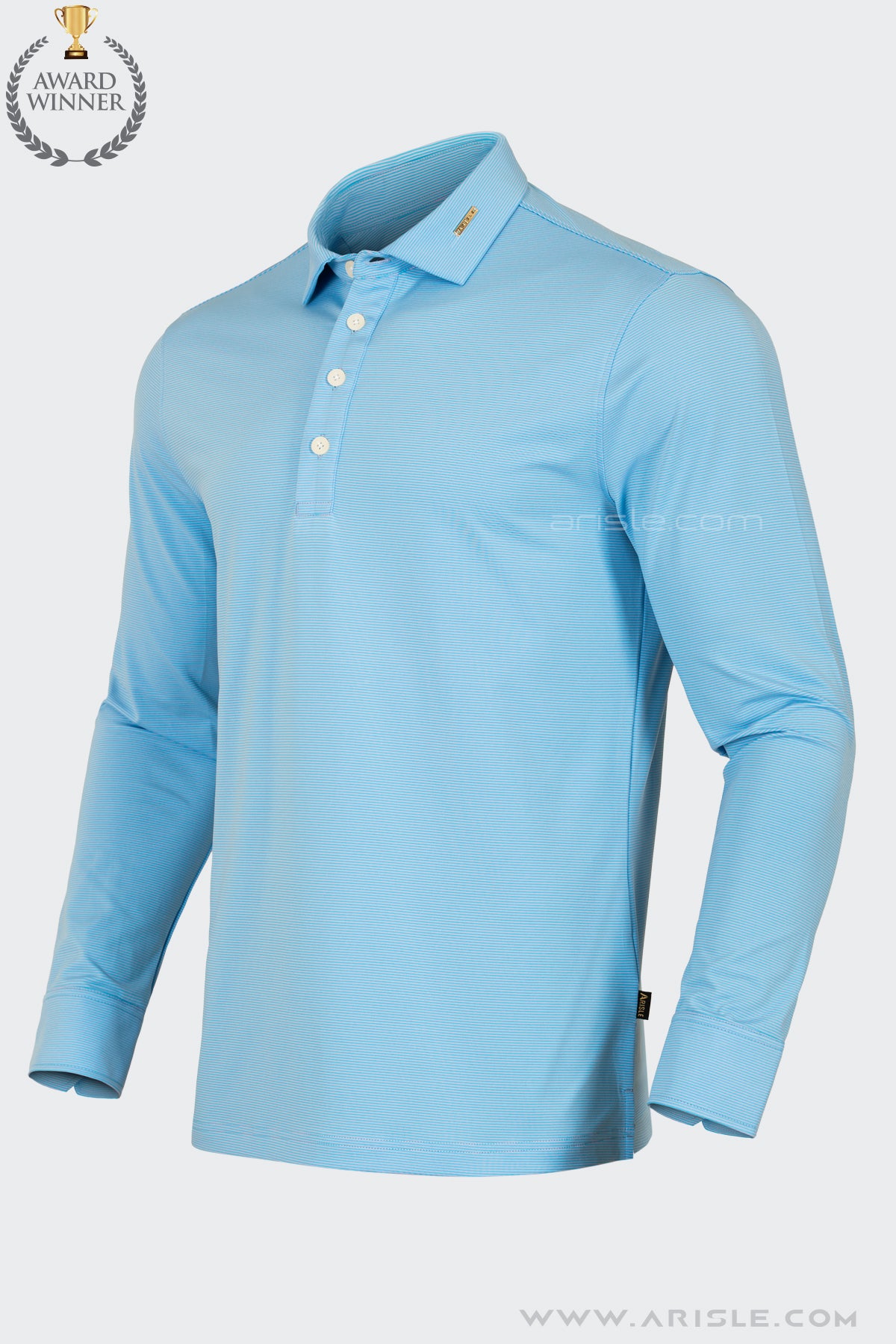 Áo Polo Golf Nam Dài Tay ARISLE Mini Stripe - Blue