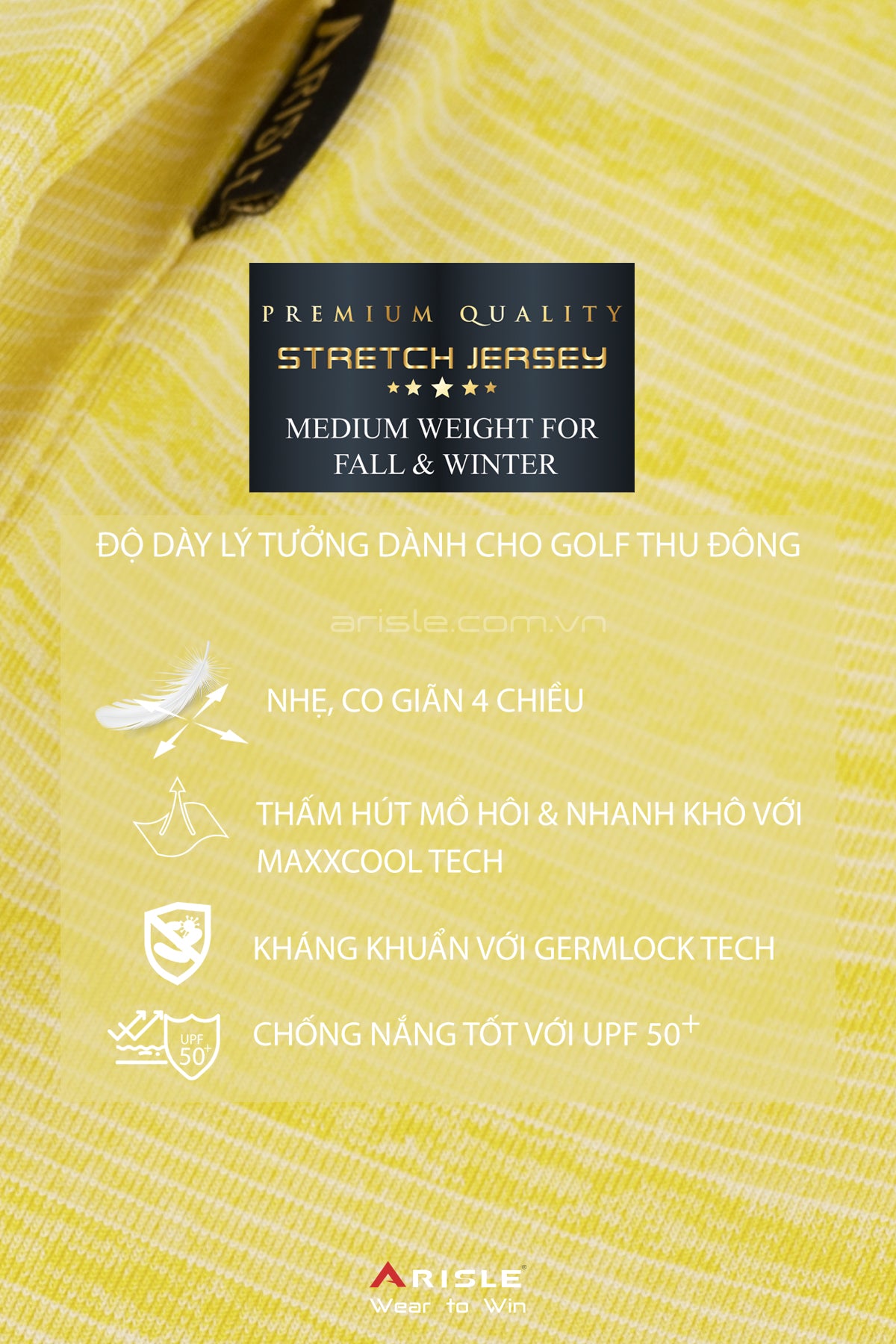 Áo Polo Golf Tay Dài ARISLE Classy LS Lemon Yellow