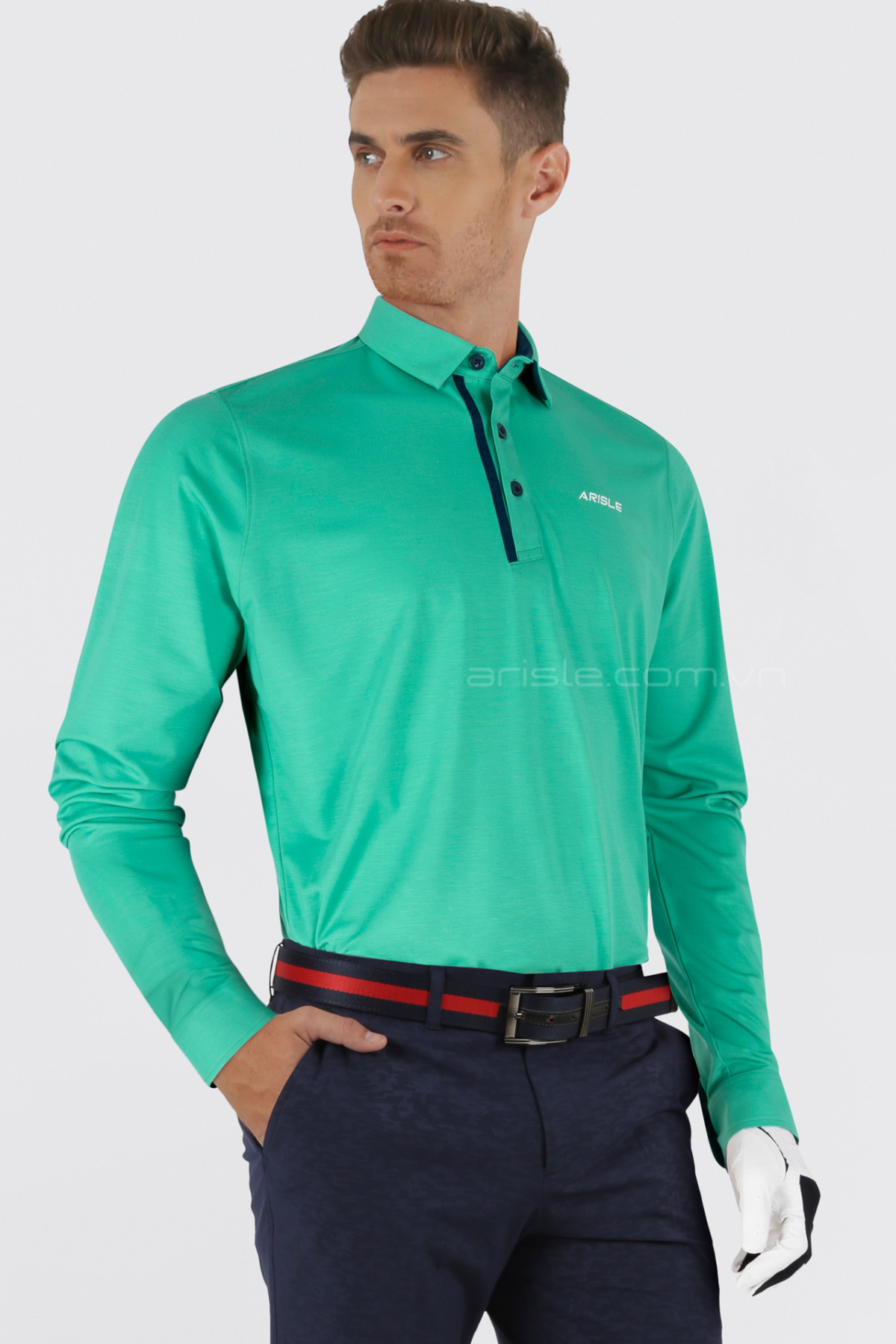 Áo Polo Golf ARISLE LS COTFLEX Emerald Green