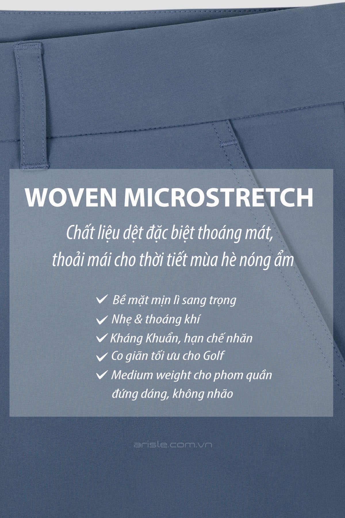 Quần Golf Nam Arisle Bossman Stone Blue