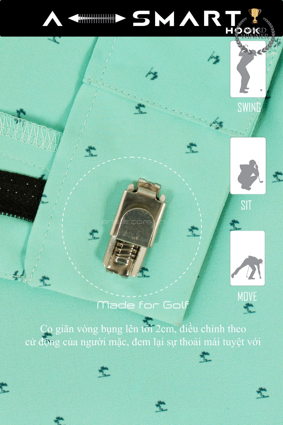 Quần Golf Shorts Nam ARISLE Eiseinhower Pastel Green