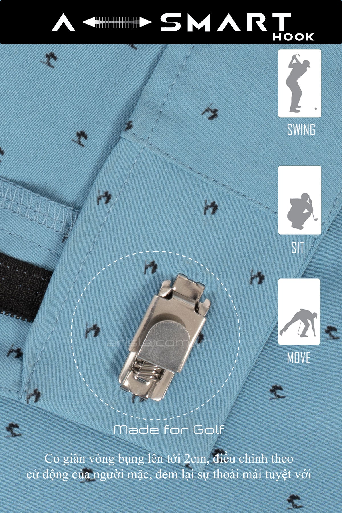 Quần Golf Shorts Nam ARISLE Eiseinhower Pastel Blue