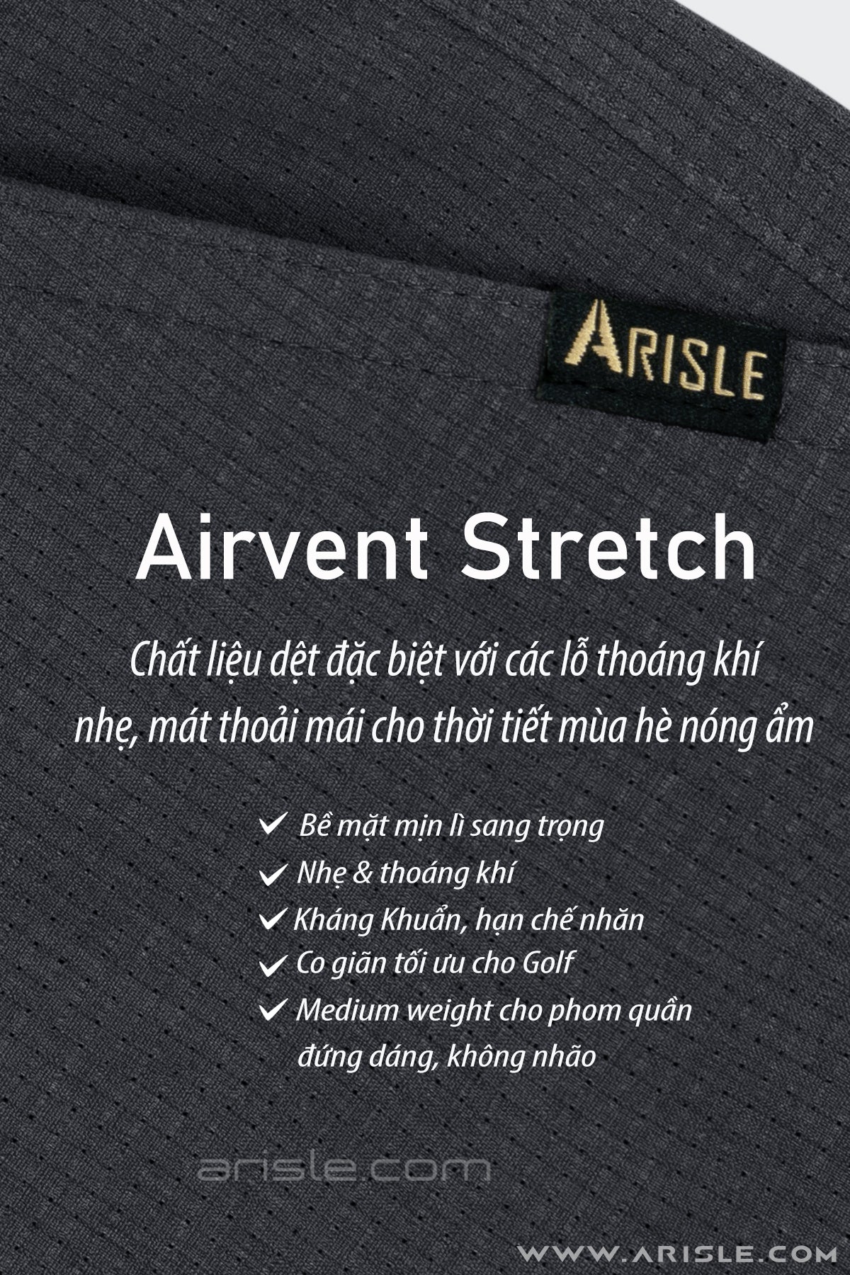 [New in] - Quần Golf Short ARISLE Airvent Frost Black
