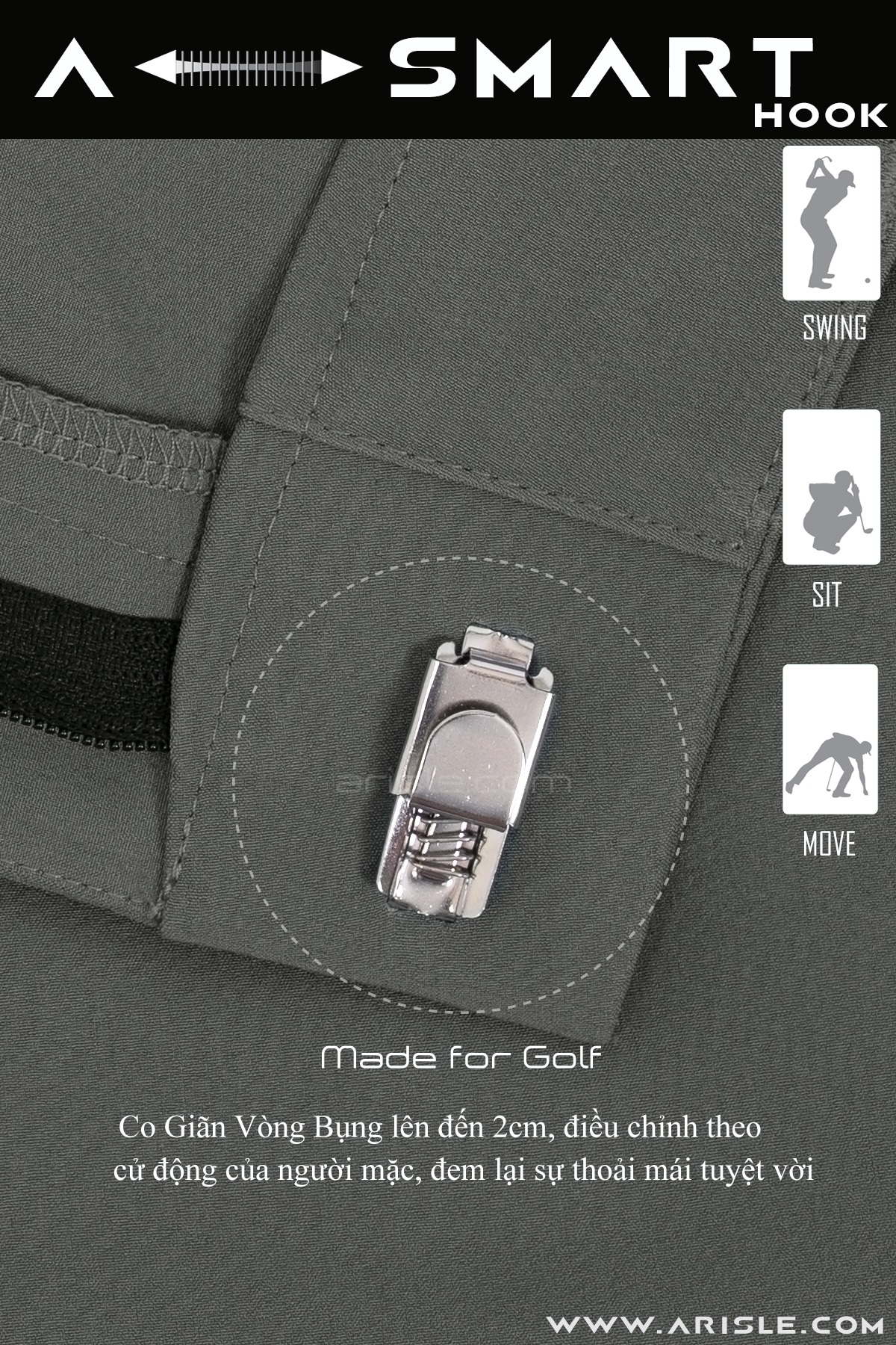 [New in] - Quần Golf Short ARISLE Diamond Chip New Grey