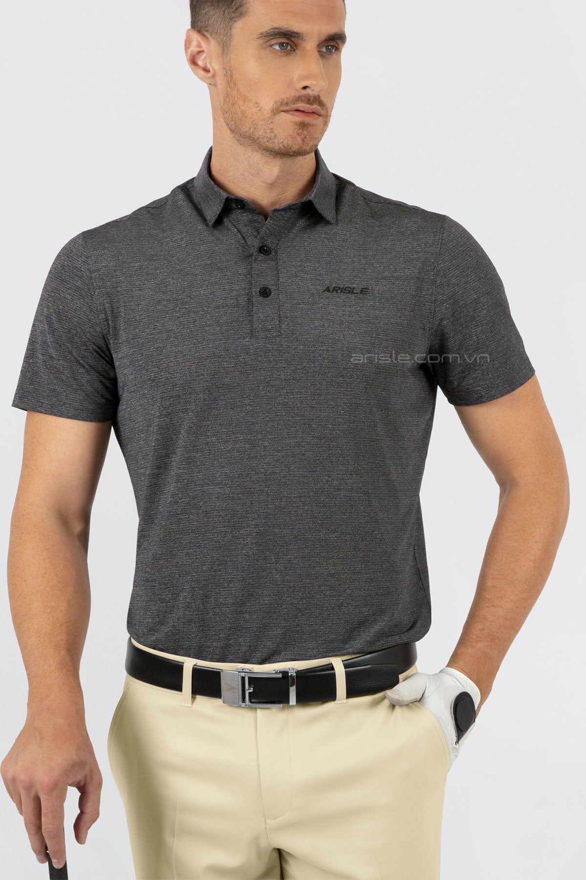 Áo Polo Golf ARISLE A-CLASS Platinum Stripe Ash Grey