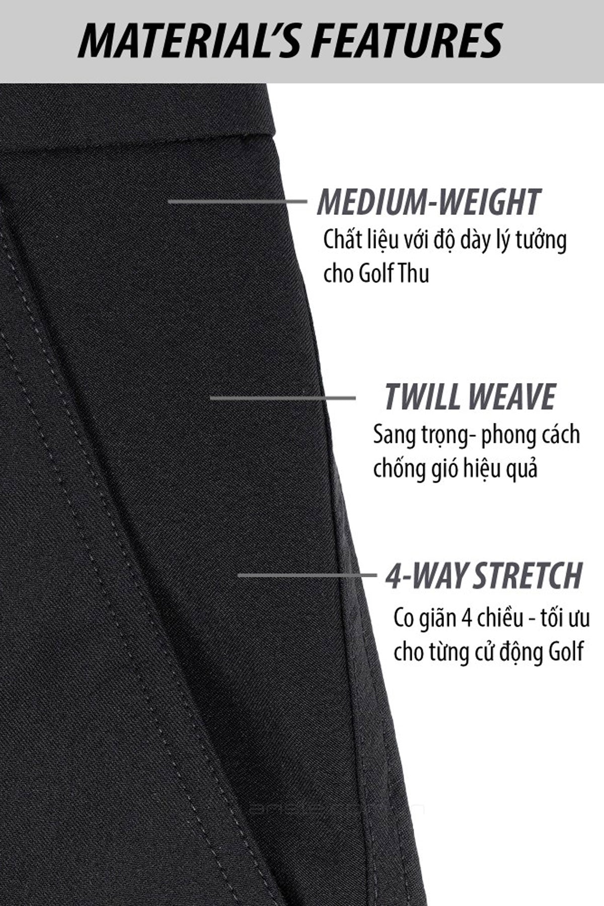 Quần Golf Thu Arisle Bossman FALL TWILL - JET BLACK