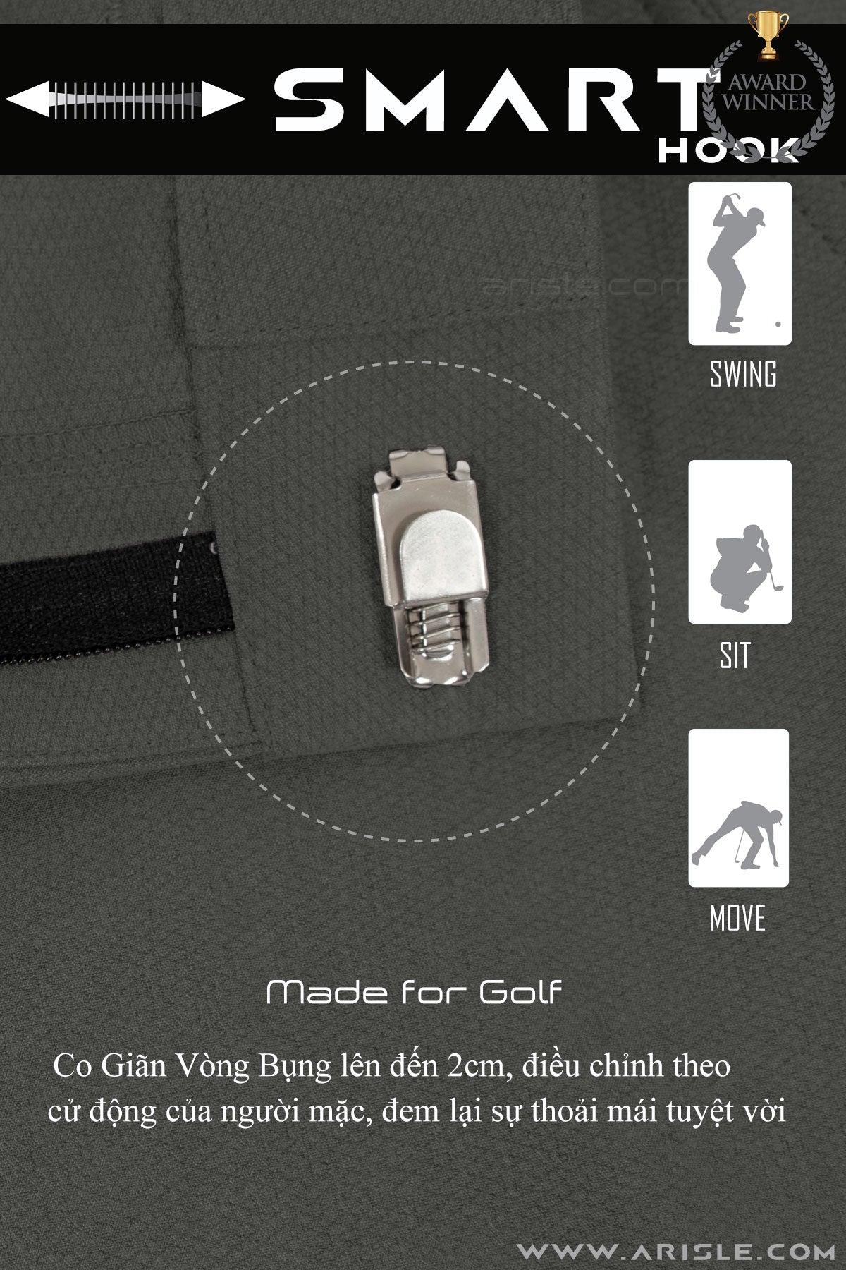 Quần Golf Nam ARISLE Diamond Chip Earl Grey