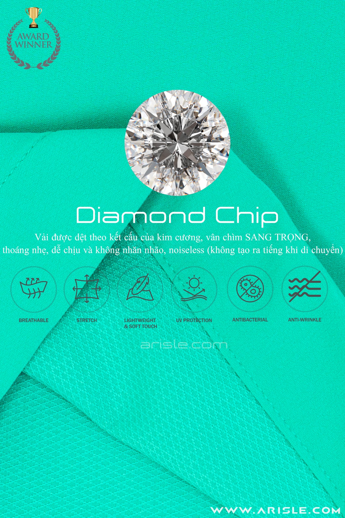 [New in] - Quần Golf Short ARISLE Diamond Chip Bright Emerald