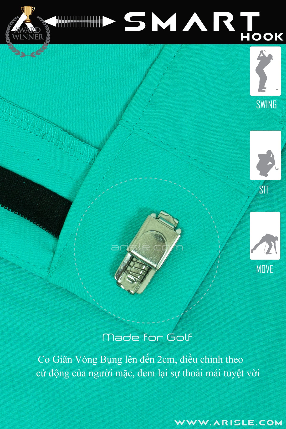 [New in] - Quần Golf Short ARISLE Diamond Chip Bright Emerald