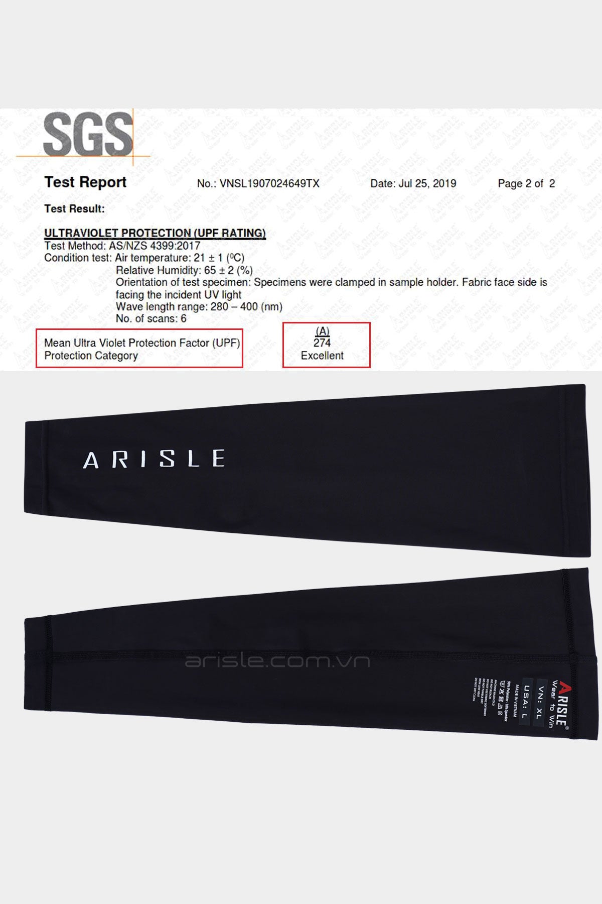 Ống tay golf ARISLE Solarshield Black