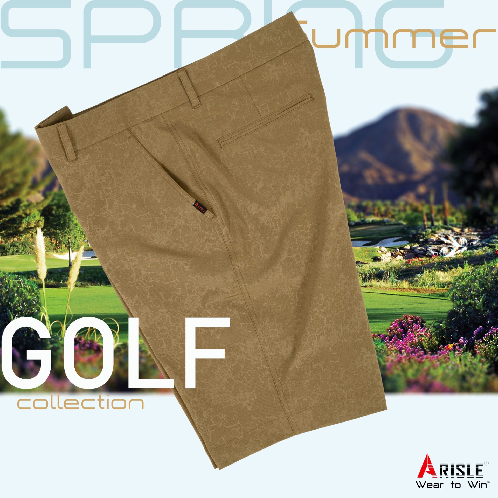 Quần Golf Shorts ARISLE A-Class Cluster - Khaki Gold
