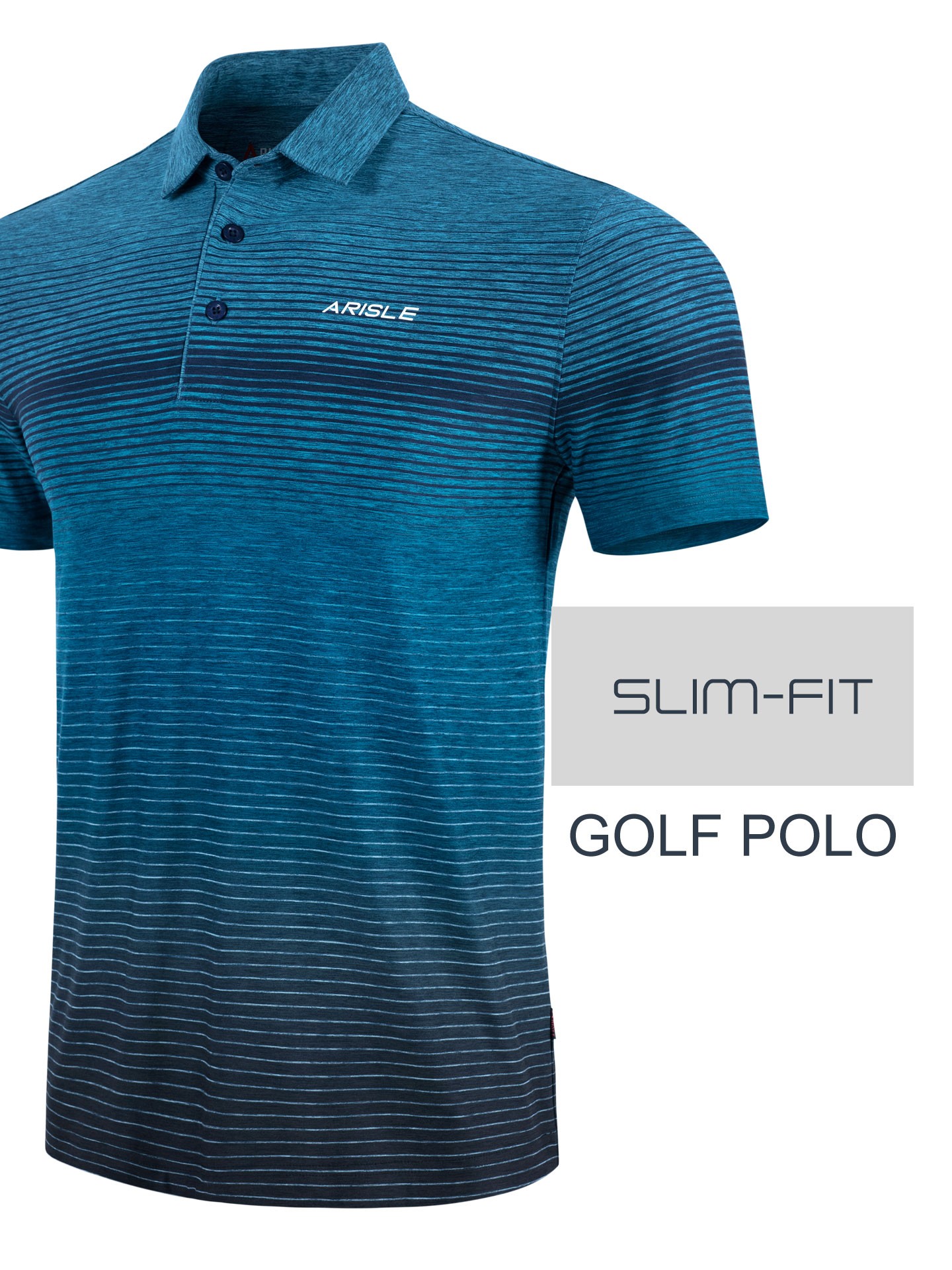 Áo Polo Golf ARISLE Bossman Gradient Blue Stripe