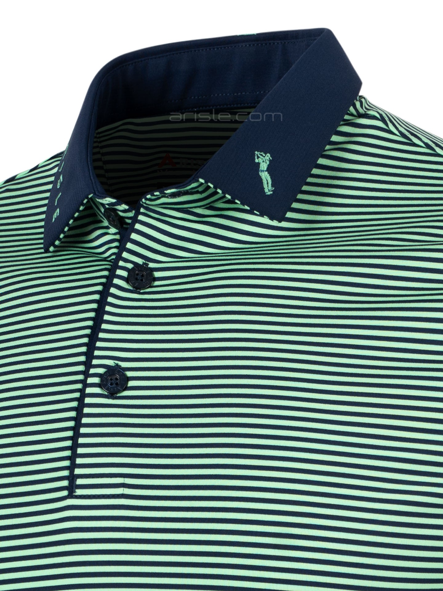 Áo Polo Golf ARISLE Green Navy Mini Stripe